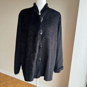 Caroline Rose Abstract Button Black Jacket Size M